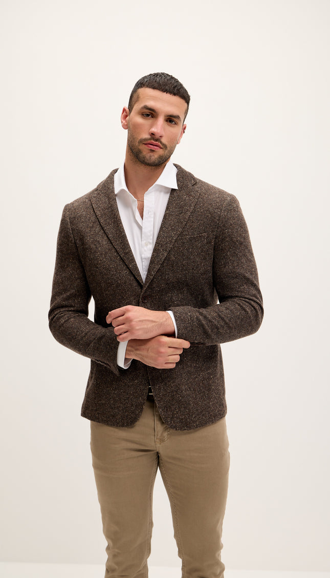 Tailored Fit Patch Pocket Jacket - Dark Brown - Ron Tomson