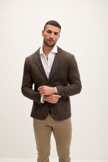 Tailored Fit Patch Pocket Jacket - Dark Brown - Ron Tomson