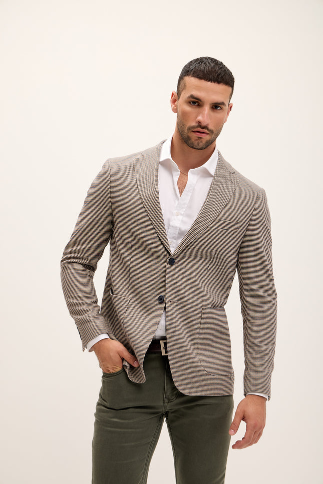 Tailored Fit Patch Pocket Jacket - Houndstooth - Ron Tomson