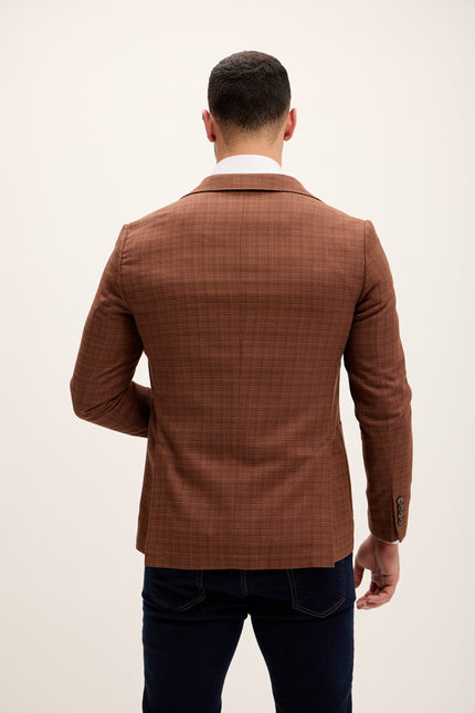 Tailored Fit Patch Pocket Jacket in Cotton Blend - Chestnut - Ron Tomson