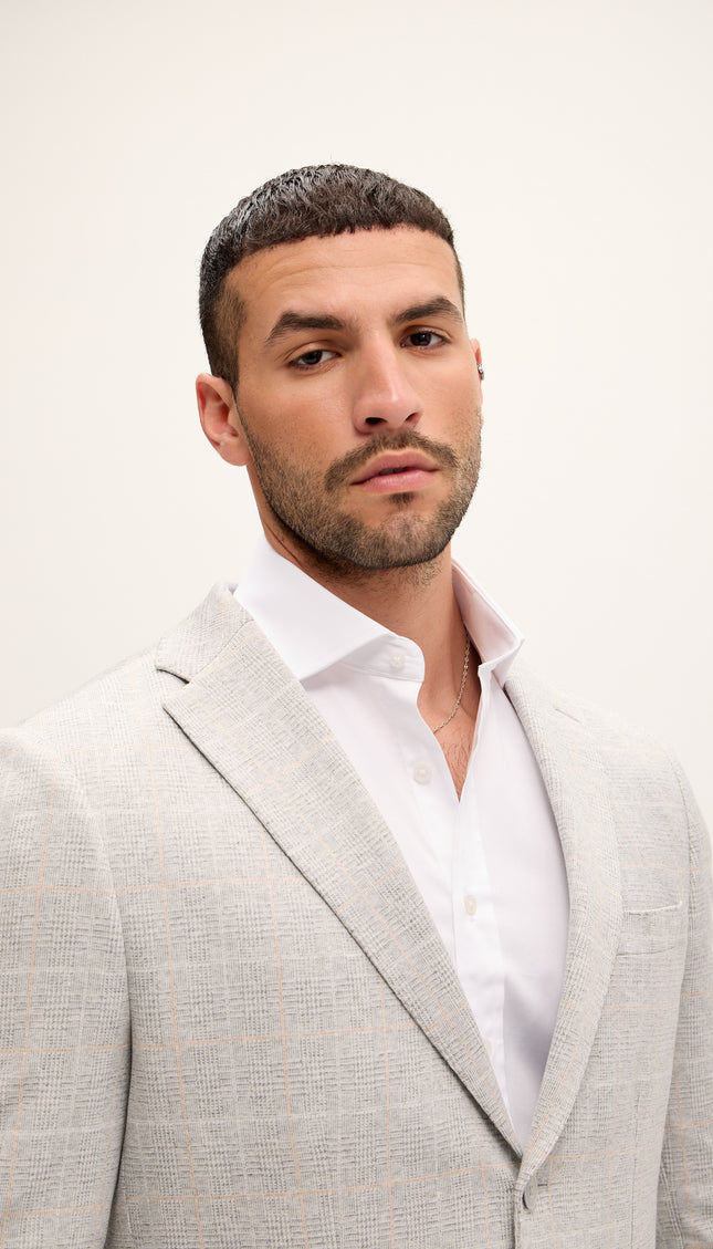 Tailored Fit Patch Pocket Jacket - Light Grey - Ron Tomson