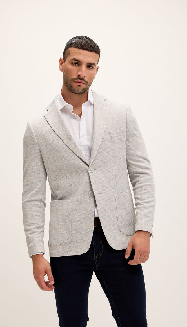 Tailored Fit Patch Pocket Jacket - Light Grey - Ron Tomson