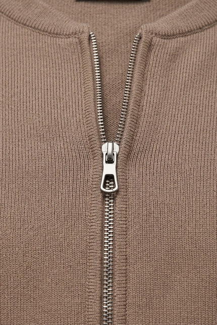 Tailored Full-Zip Cardigan - Taupe - Detail