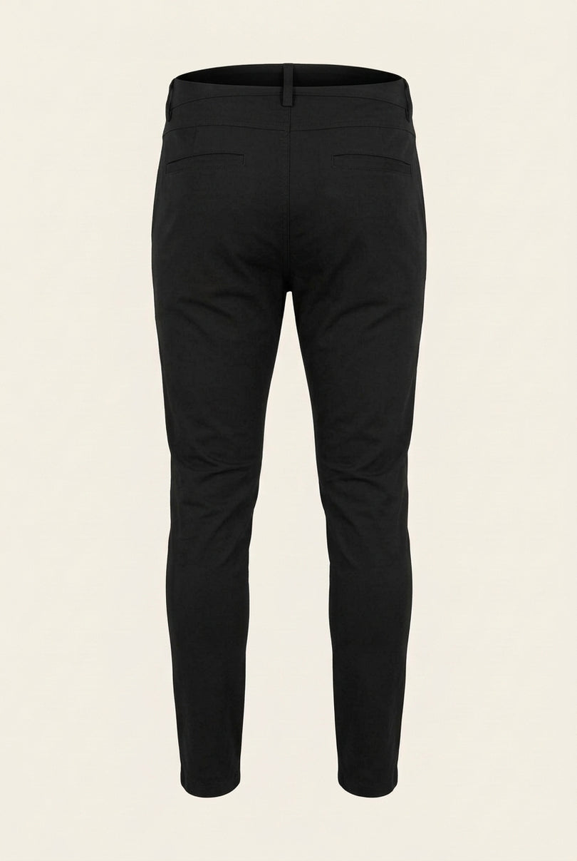 Tapered Casual Wear Pants - Black - Back