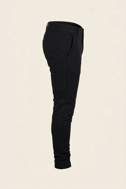 Tapered Casual Wear Pants - Black - Side
