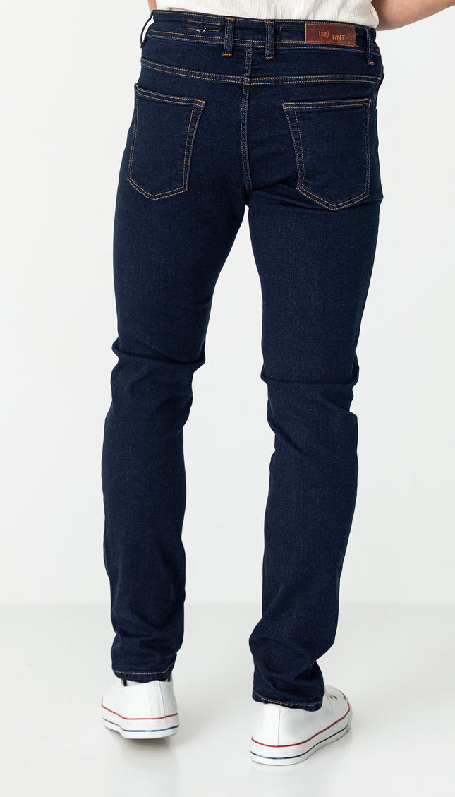 Tapered Fit Stretchy Sleek Jeans - Navy - Ron Tomson