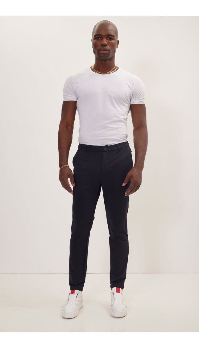 Tapered No-Wrinkle Tech Pants - Navy - Ron Tomson