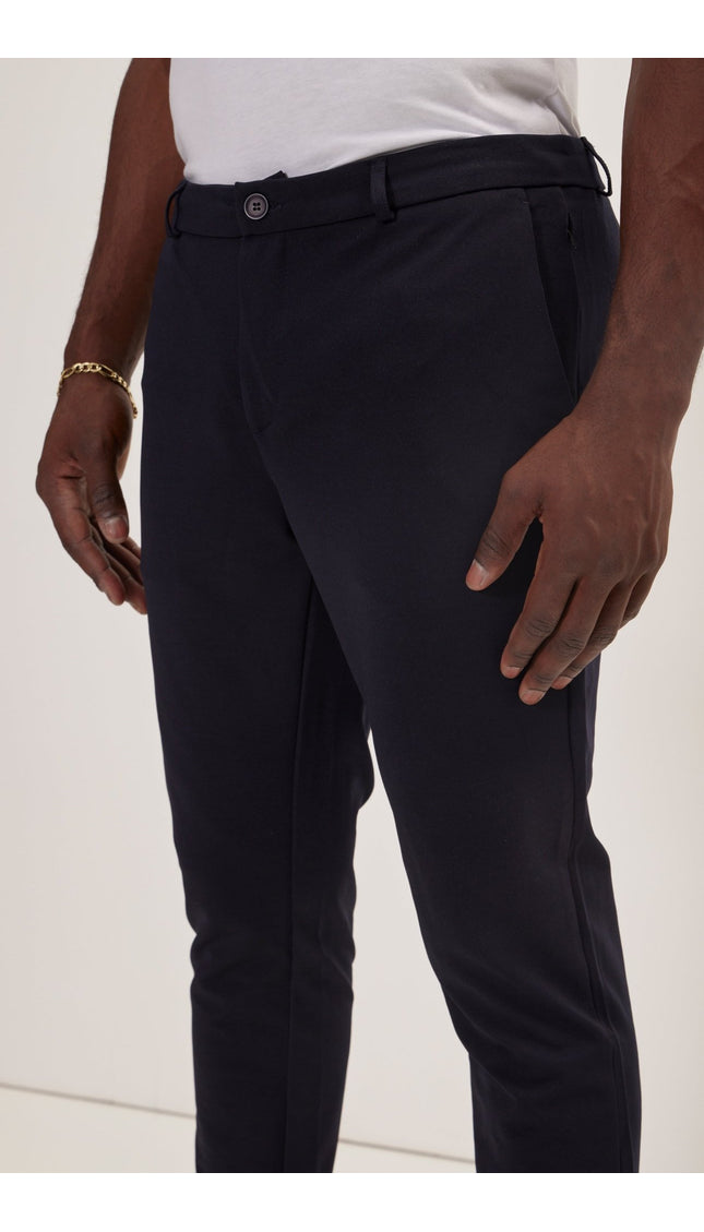 Tapered No-Wrinkle Tech Pants - Navy - Ron Tomson