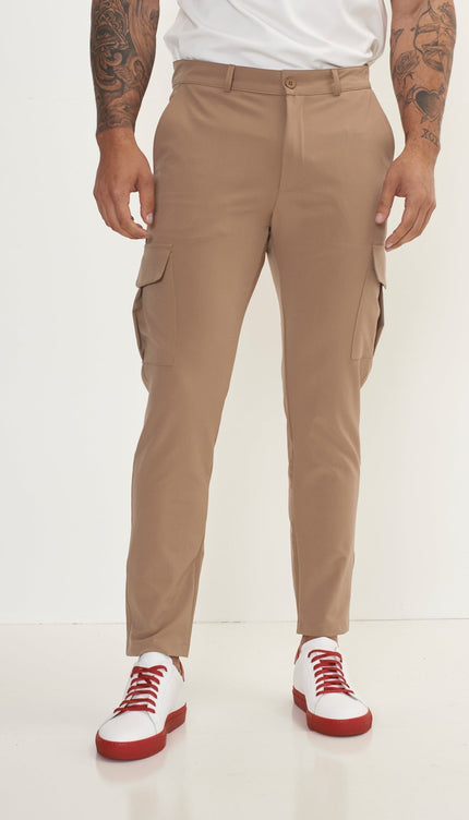 Tapered No-Wrinkle Utility Pants - Camel - Ron Tomson