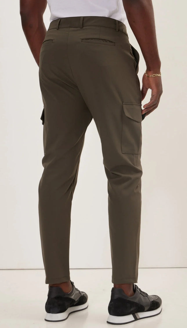 Tapered No-Wrinkle Utility Pants - Khaki - Ron Tomson