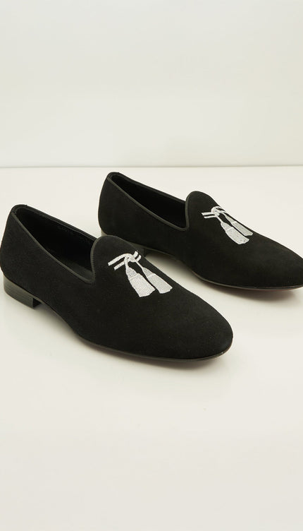 Tassels Formal Leather Loafer - Black Suede - Ron Tomson