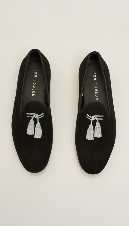 Tassels Formal Leather Loafer - Black Suede - Ron Tomson