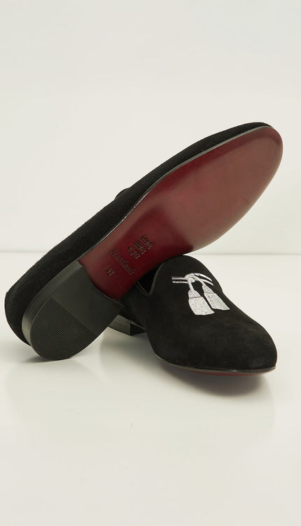 Tassels Formal Leather Loafer - Black Suede - Ron Tomson