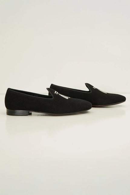 Tassels Formal Leather Loafer - Black Suede - Ron Tomson