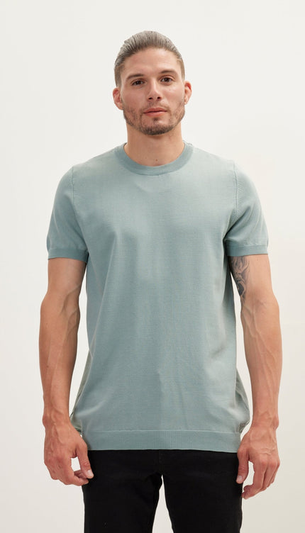 Teal Green Knitted T-Shirt - Ron Tomson