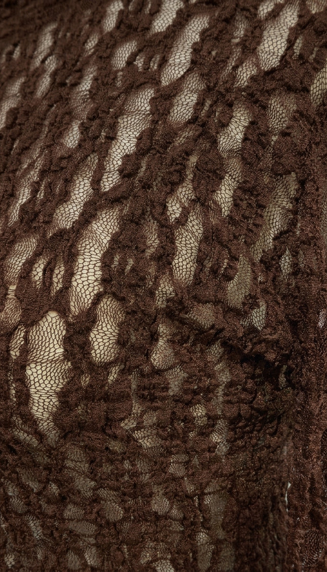 Textured Long-Sleeve Top - Brown - Detail