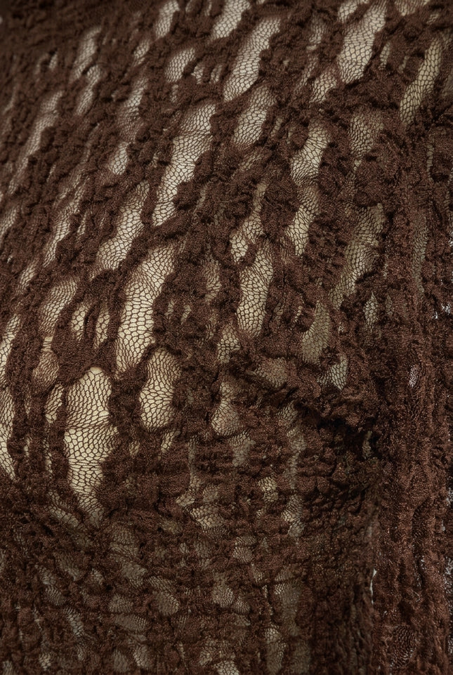 Textured Long-Sleeve Top - Brown - Detail