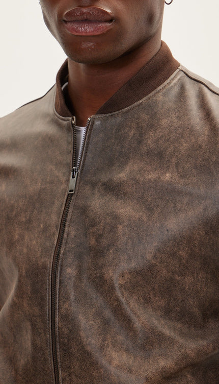 The Classic Leather Bomber Jacket - Brown - Ron Tomson