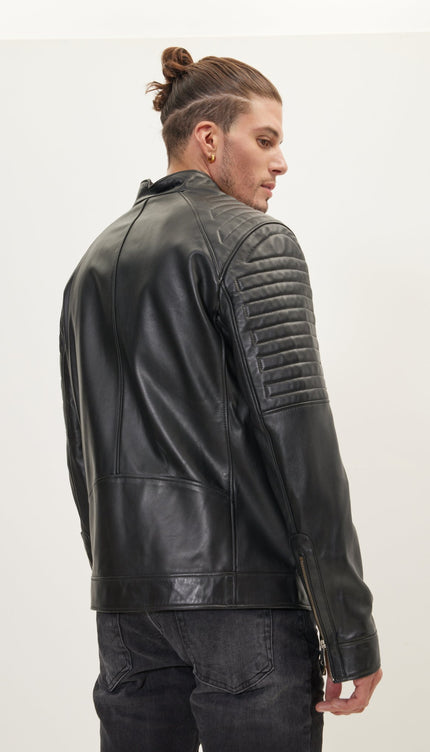 The Classic Moto Leather Jacket - Black - Ron Tomson