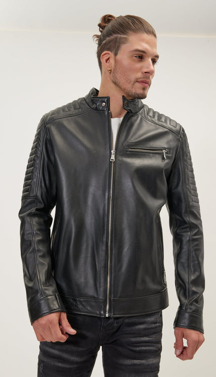 The Classic Moto Leather Jacket - Black - Ron Tomson