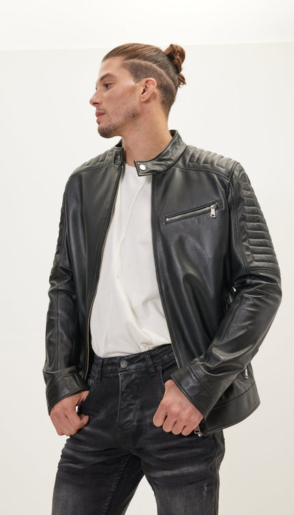 The Classic Moto Leather Jacket - Black - Ron Tomson