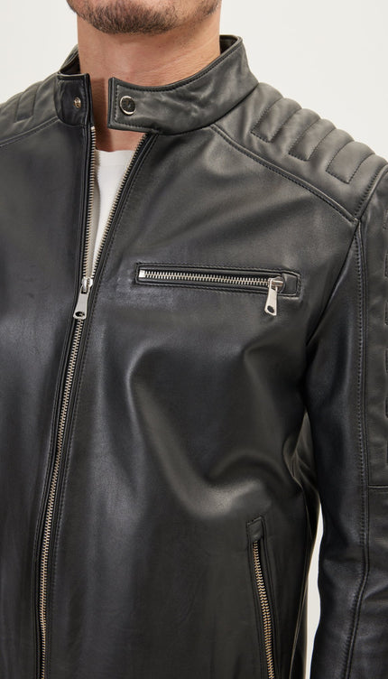 The Classic Moto Leather Jacket - Black - Ron Tomson