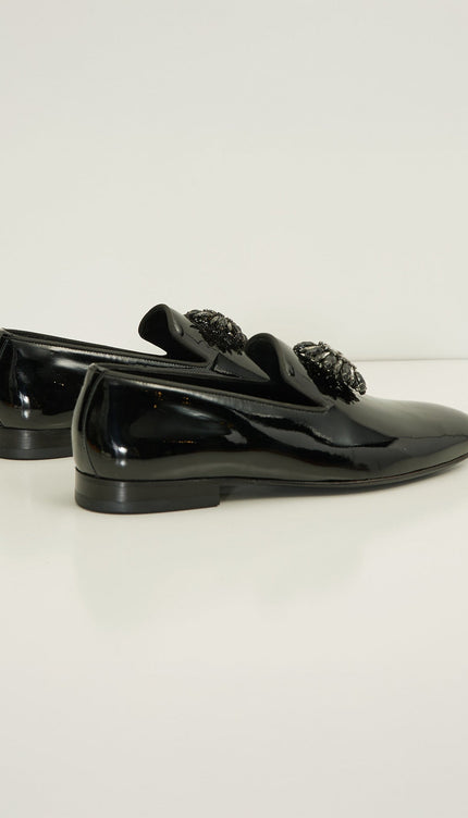 The Crystal Jewel Formal Leather Loafer - Black Patent - Ron Tomson