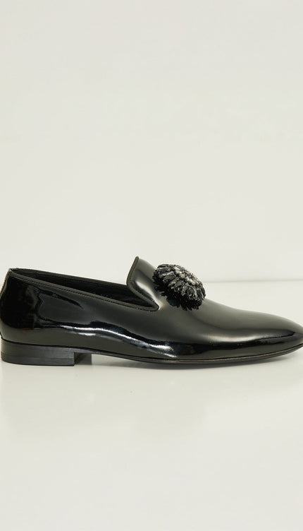 The Crystal Jewel Formal Leather Loafer - Black Patent - Ron Tomson