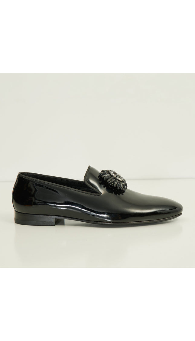 The Crystal Jewel Formal Leather Loafer - Black Patent - Ron Tomson