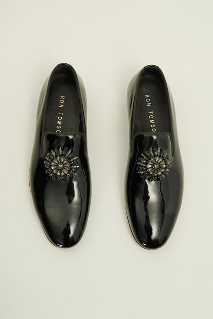 The Crystal Jewel Formal Leather Loafer - Black Patent - Ron Tomson