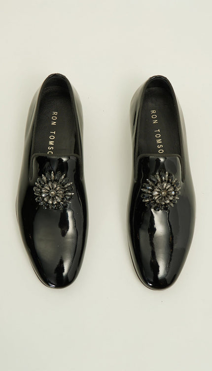 The Crystal Jewel Formal Leather Loafer - Black Patent - Ron Tomson