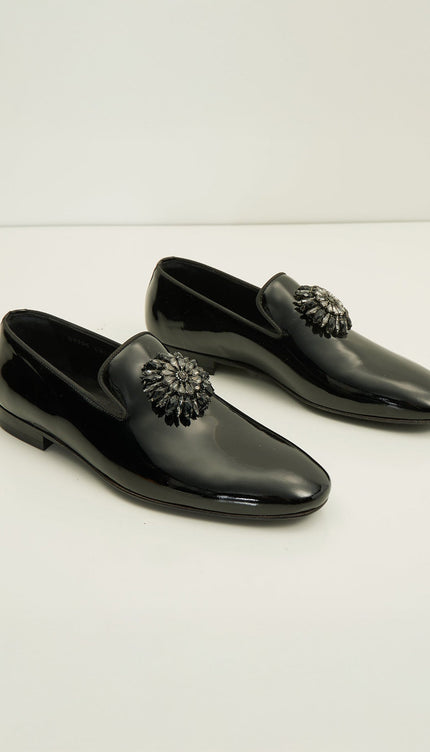 The Crystal Jewel Formal Leather Loafer - Black Patent - Ron Tomson