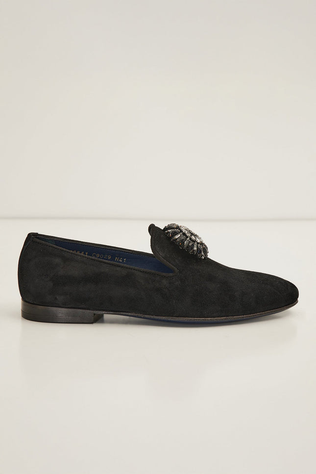 The Crystal Jewel Formal Leather Loafer - Black Suede - Ron Tomson
