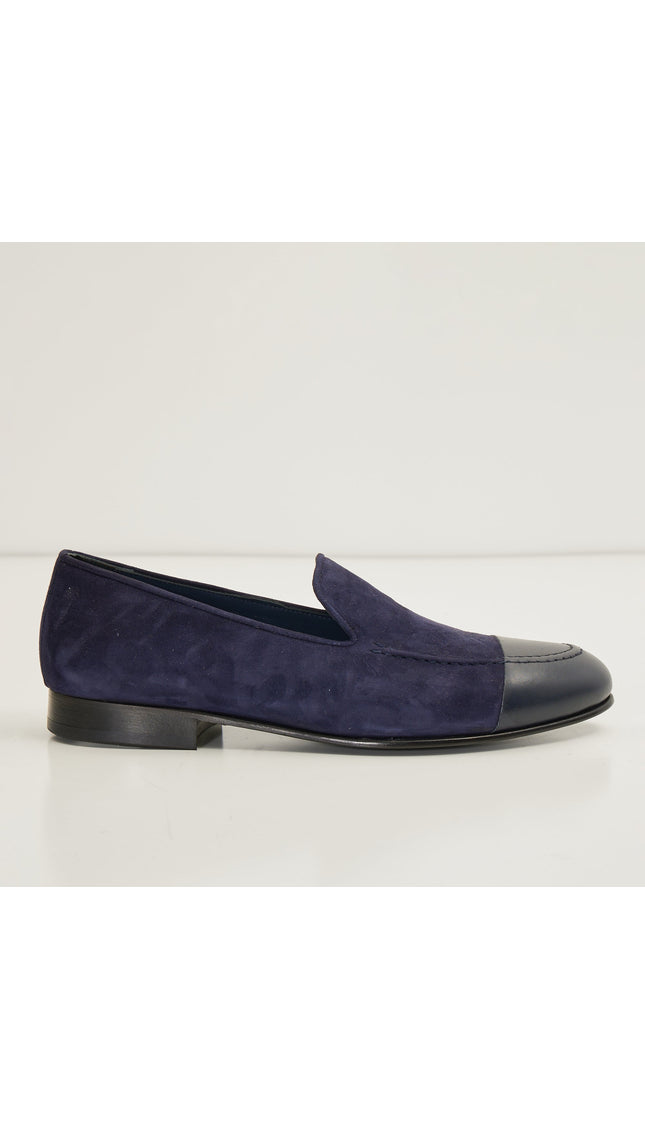 The ''Dipped Toe'' Formal Leather Loafer - Navy - Ron Tomson