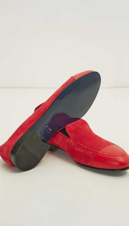 The ''Dipped Toe'' Formal Leather Loafer - Valentine Red - Ron Tomson