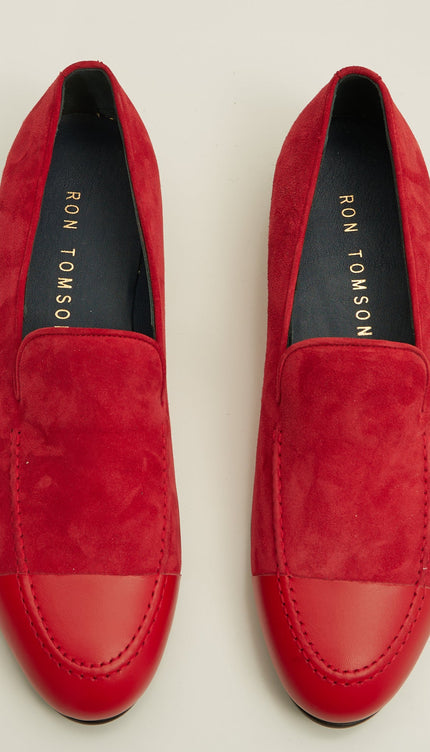 The ''Dipped Toe'' Formal Leather Loafer - Valentine Red - Ron Tomson