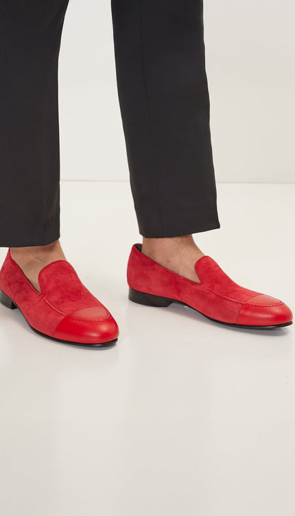 The ''Dipped Toe'' Formal Leather Loafer - Valentine Red - Ron Tomson