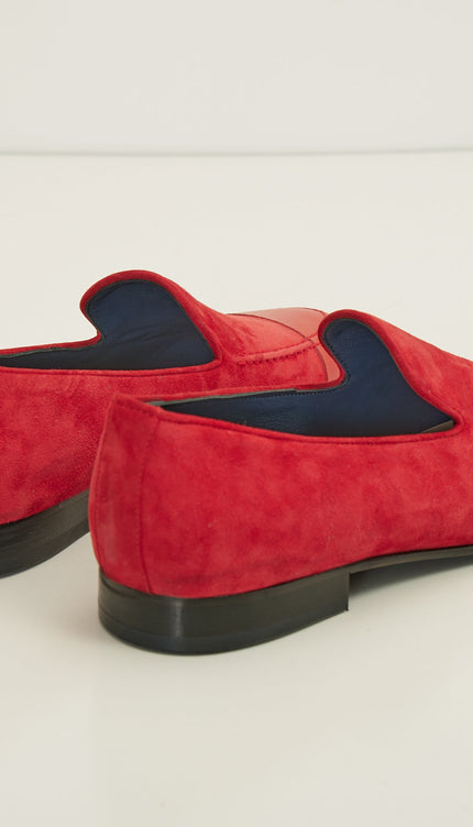The ''Dipped Toe'' Formal Leather Loafer - Valentine Red - Ron Tomson