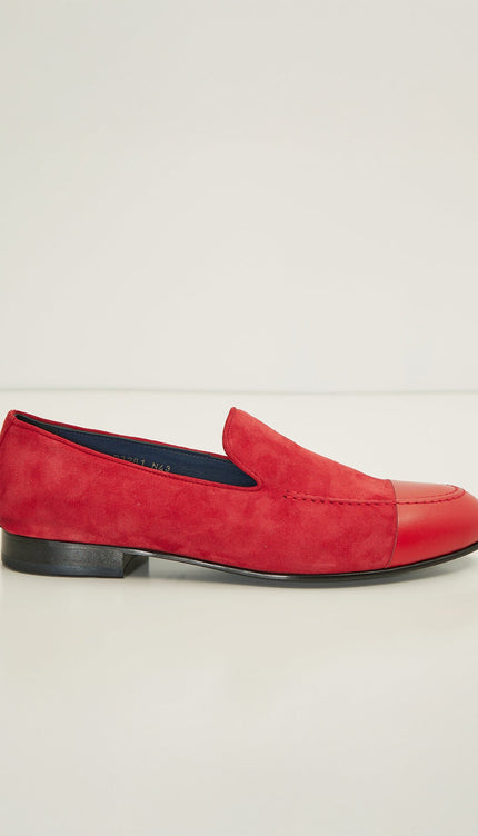 The ''Dipped Toe'' Formal Leather Loafer - Valentine Red - Ron Tomson