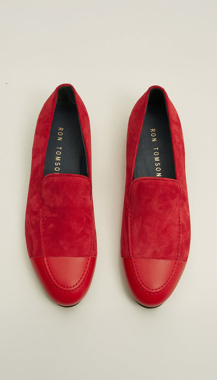 The ''Dipped Toe'' Formal Leather Loafer - Valentine Red - Ron Tomson