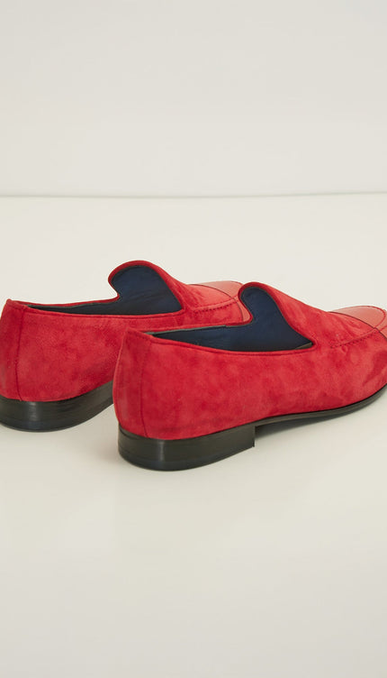 The ''Dipped Toe'' Formal Leather Loafer - Valentine Red - Ron Tomson