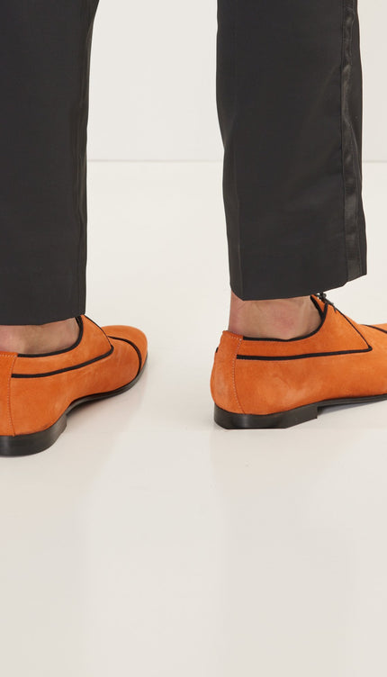 The Formal Leather Cap Toe Derby Shoes - Orange Suede - Ron Tomson