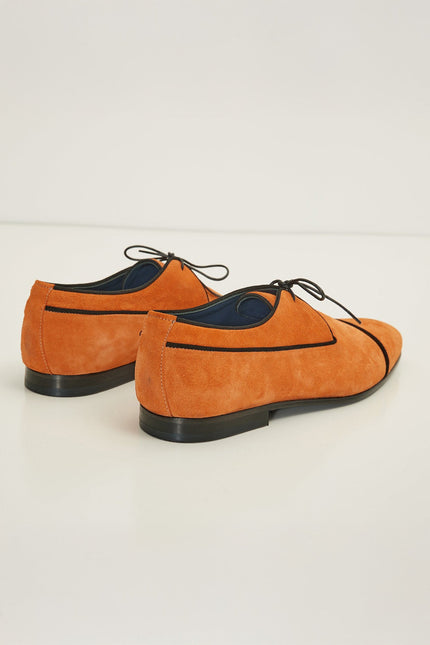 The Formal Leather Cap Toe Derby Shoes - Orange Suede - Ron Tomson