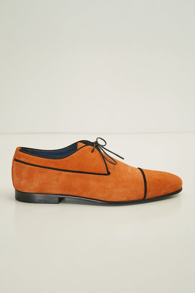 The Formal Leather Cap Toe Derby Shoes - Orange Suede - Ron Tomson