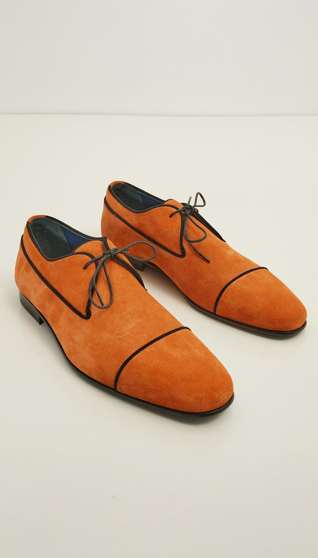Men's Lambskin Suede Cap Toe Derby - Orange | Ron Tomson Orange / EU 40 US 8.5 Men's Lambskin Suede Cap Toe Derby - Orange | Ron Tomson Orange / EU 40 US 8.5