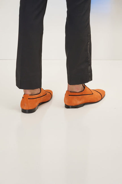 The Formal Leather Cap Toe Derby Shoes - Orange Suede - Ron Tomson