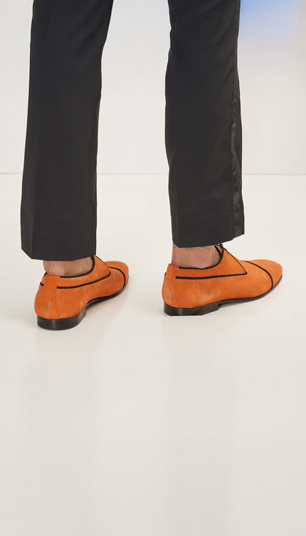 The Formal Leather Cap Toe Derby Shoes - Orange Suede - Ron Tomson