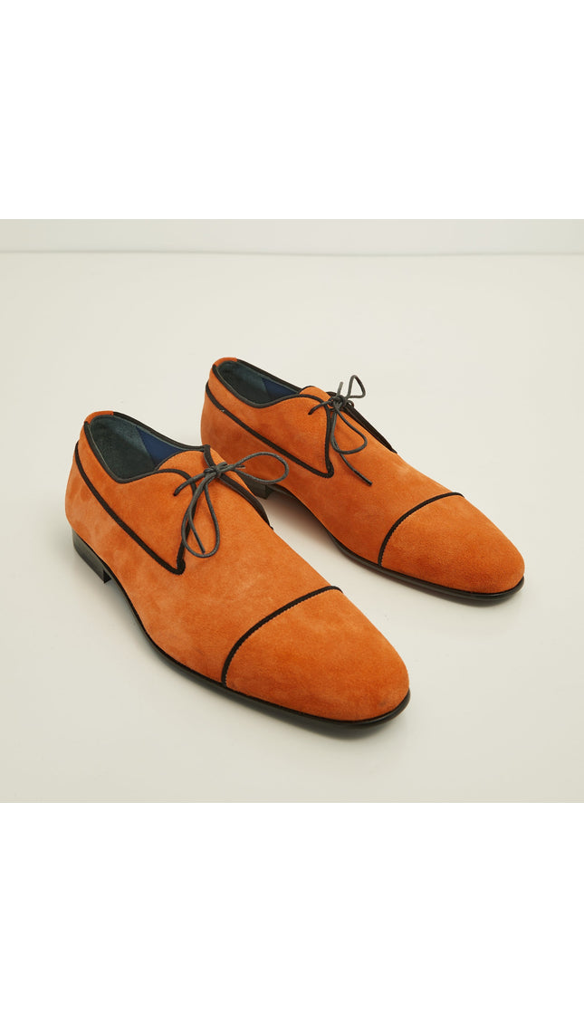 The Formal Leather Cap Toe Derby Shoes - Orange Suede - Ron Tomson