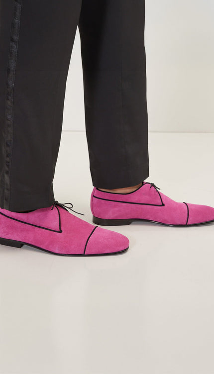 The Formal Leather Cap Toe Derby Shoes - Pink Suede - Ron Tomson