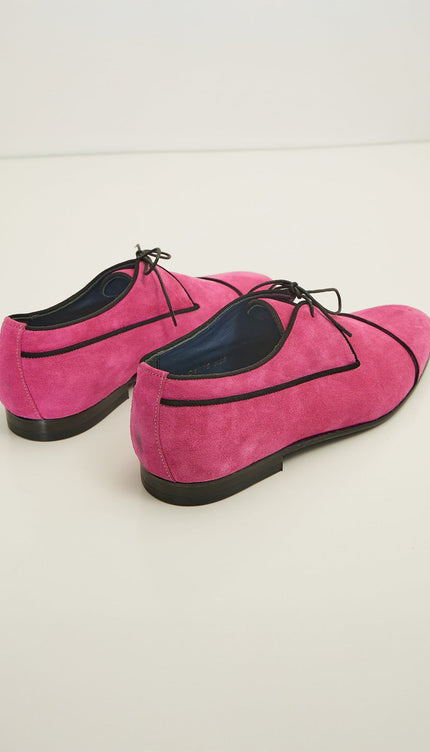 The Formal Leather Cap Toe Derby Shoes - Pink Suede - Ron Tomson